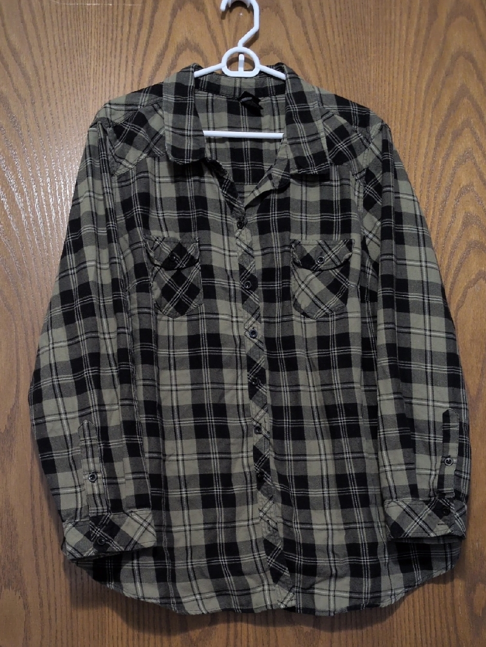 Faith Trust And Pixie Dust Disney Black and Green Plaid Button-Down Shirt